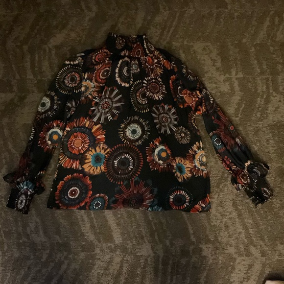 Nannette Lepore Floral Long Sleeve Blouse Size M - Picture 7 of 7